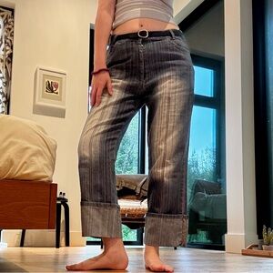 Vintage Yukka clothing jeans with multicoloured stripes- rolled hems - 12